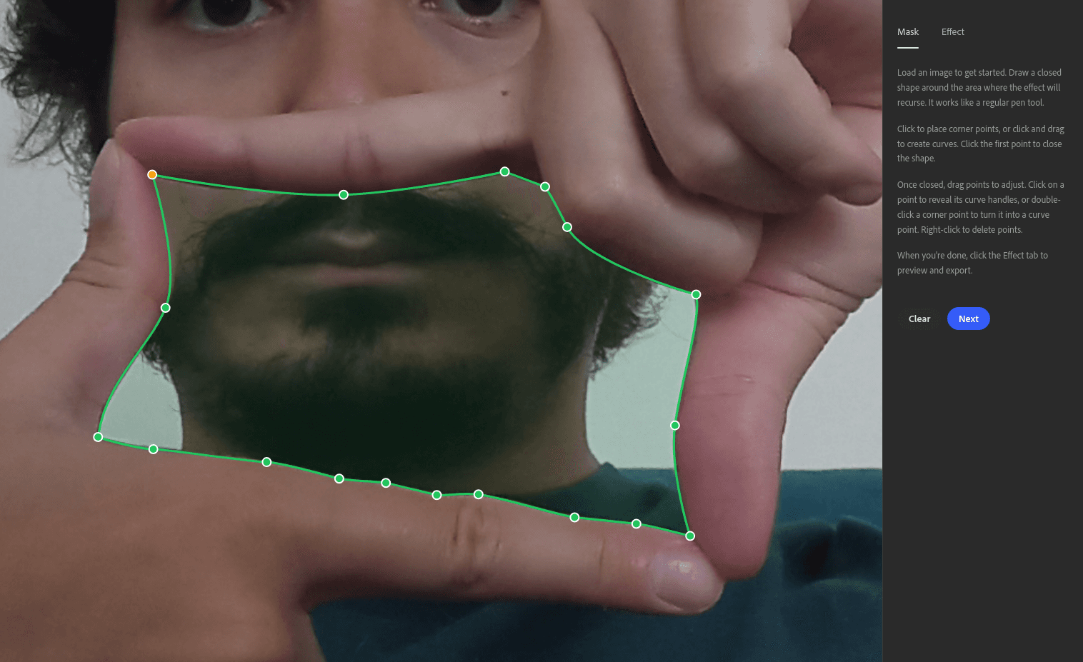 Drawing a mask on a photo